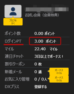 ログインポイント3pt